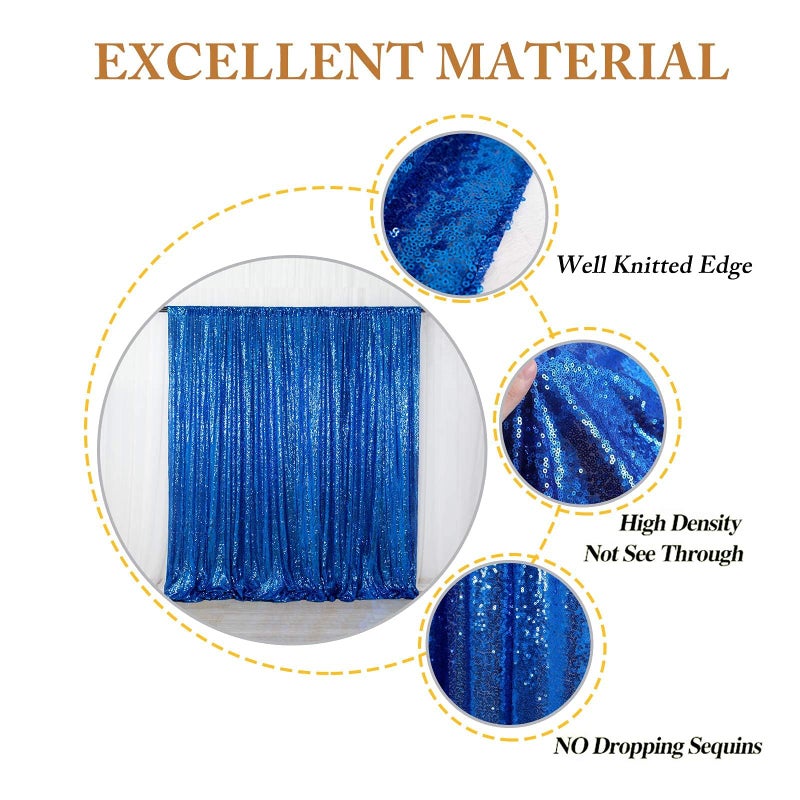 ShiDianYi 8 X 8, Ready to Dispatch,Sequin Backdrops, Sequin Photo Booth Backdrop, Party Wedding Sparkling Photography Prop (8ftx8ft, Royal Blue) - Image 4